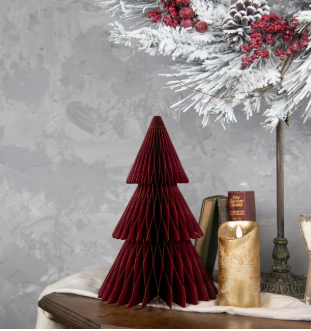BURGUNDY PAPER TREE W/GOLD TRIM