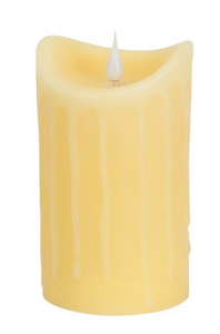 (137) 5" Ivory Dripping Wax Flameless Pillar Candle