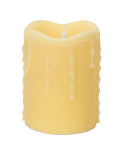 (19366) 5" Ivory Dripping Wax Flameless Pillar Candle
