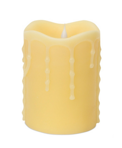 (19366) 5" Ivory Dripping Wax Flameless Pillar Candle