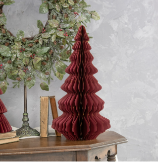 BURGUNDY PAPER TREE W/GOLD TRIM