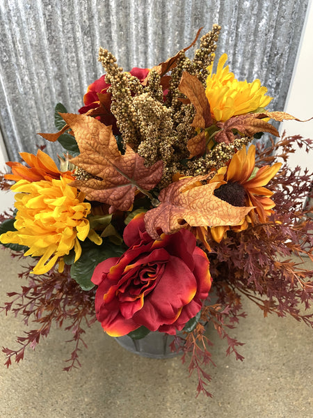 SUNFLOWER, MUM & ROSE BUSH