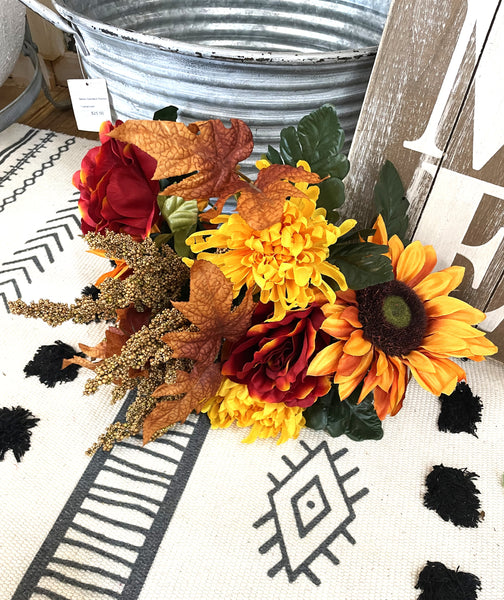 SUNFLOWER, MUM & ROSE BUSH