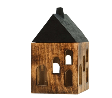 Wood House w/Black Roof