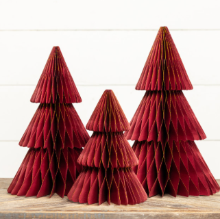 BURGUNDY PAPER TREE W/GOLD TRIM