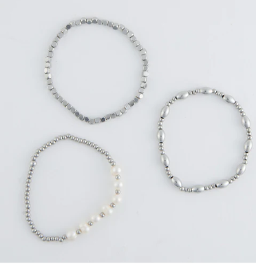 Multi Genuine Pearl Stretch Bracelet Set