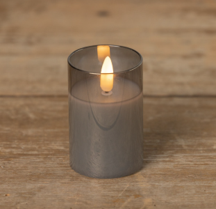 Smooth Glass 3D Flame Candle (2x3")- Mutiple Colors)