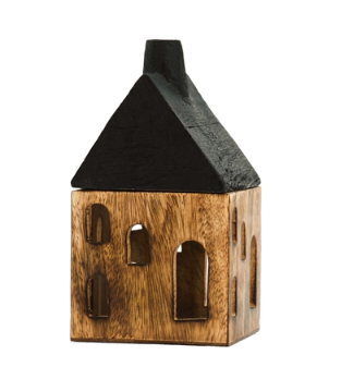 Wood House w/Black Roof