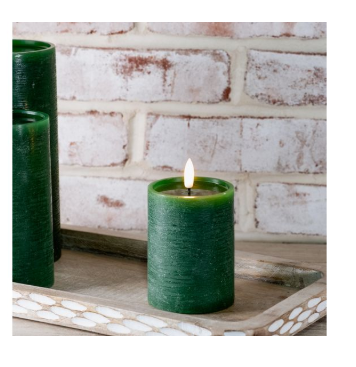 Dk Green LED Candle - Melted Center -(multiple sizes)