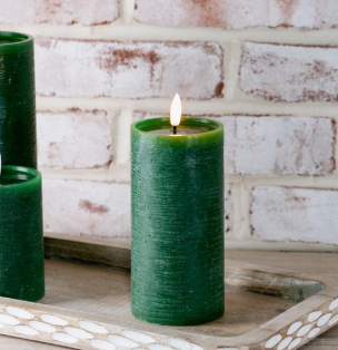 Dk Green LED Candle - Melted Center -(multiple sizes)