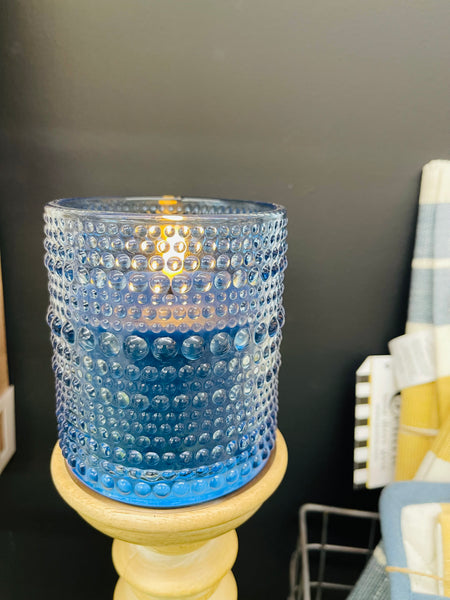 Blue LED Beaded Glass Candle