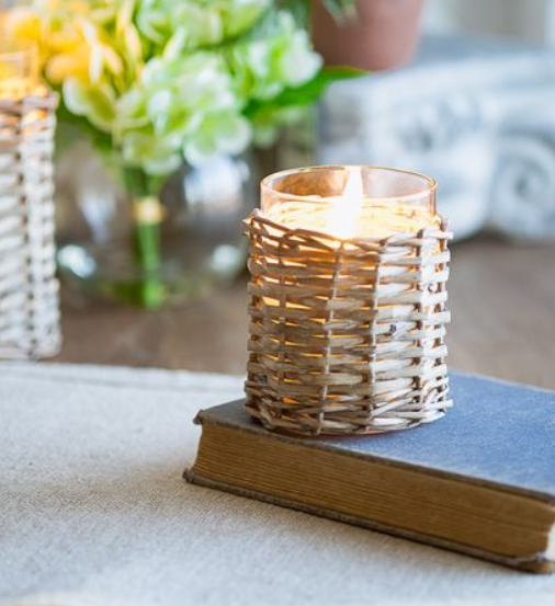 LED Glass Wicker Candle (3 sizes)