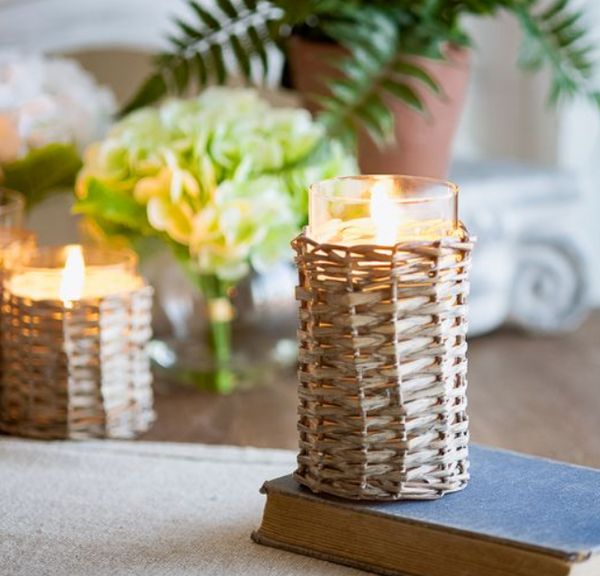 LED Glass Wicker Candle (3 sizes)