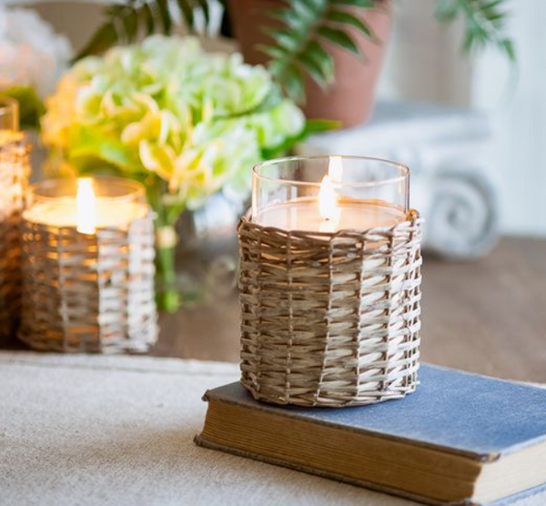 LED Glass Wicker Candle (3 sizes)