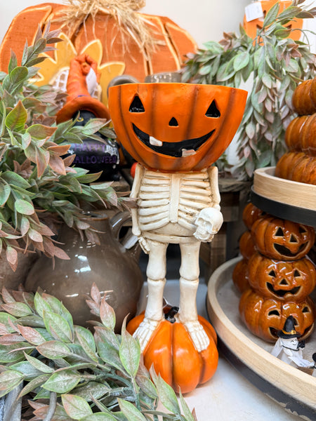 Poly Pumpkin Skeleton Head