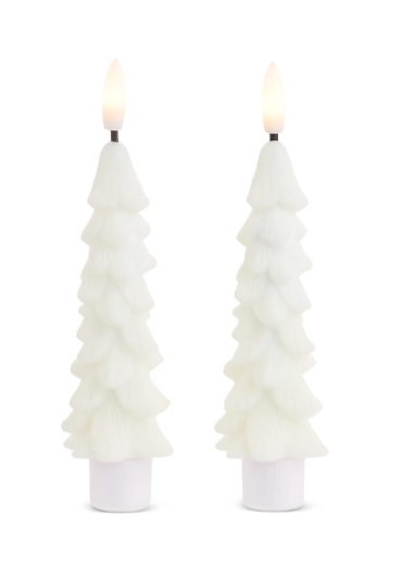 Glittered White Tree Taper Candles (2 sizes)