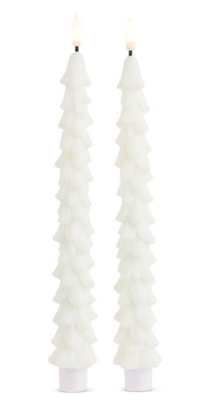 Glittered White Tree Taper Candles (2 sizes)