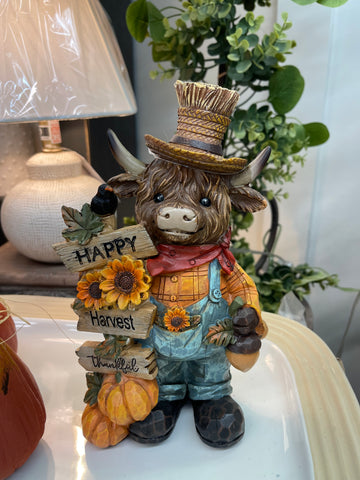 Fall Highland Cow with Sign