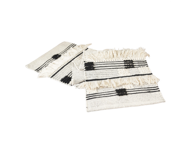 Black Striped Knit Table Runner