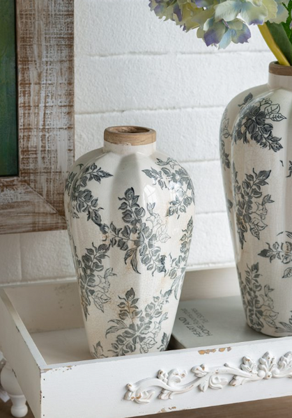 Blue Gray Floral Vase