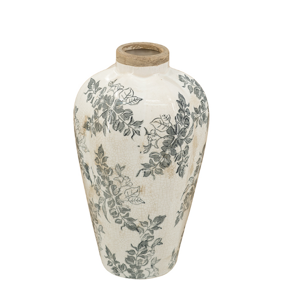 Blue Gray Floral Vase