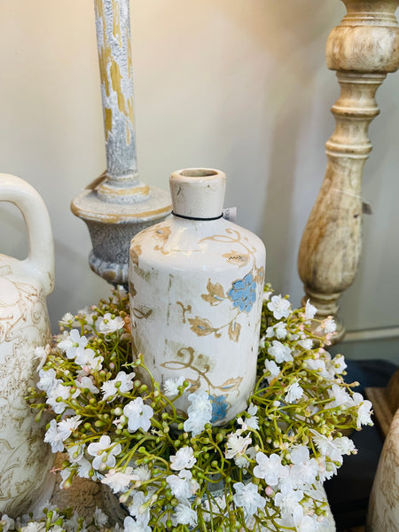 Blue/Tan Print Floral Vase (3 sizes)