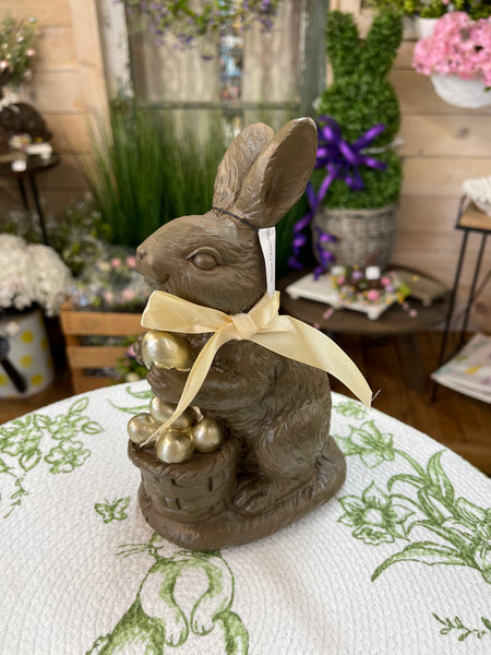 Resin Chocolate Bunny with Basket