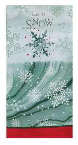 Let It Snow Marble Green Terry Towel