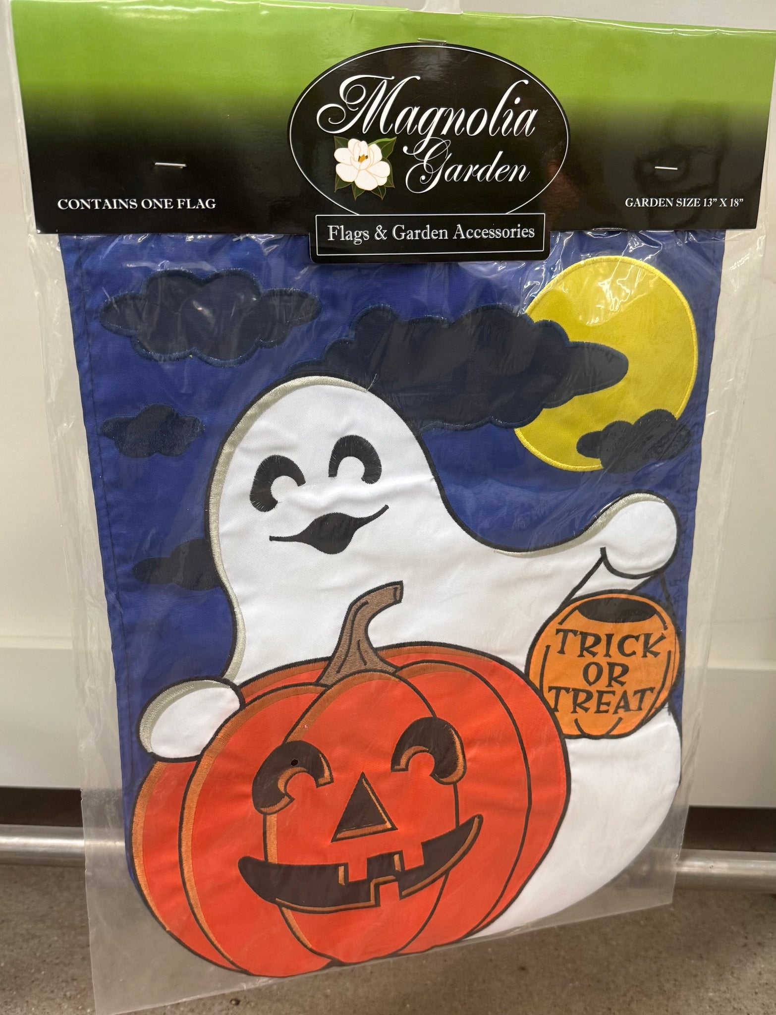 Ghost Pumpkin with Moon Garden Flag