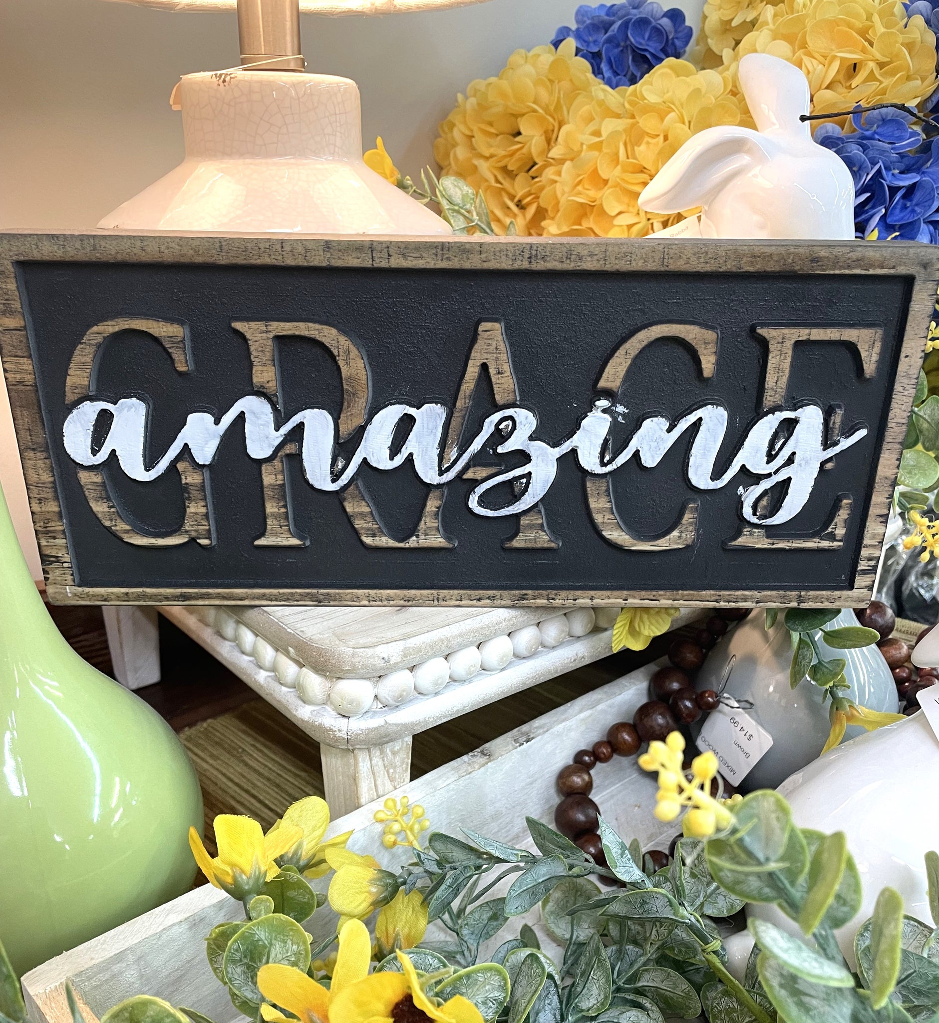 Amazing Grace Black & White Sign