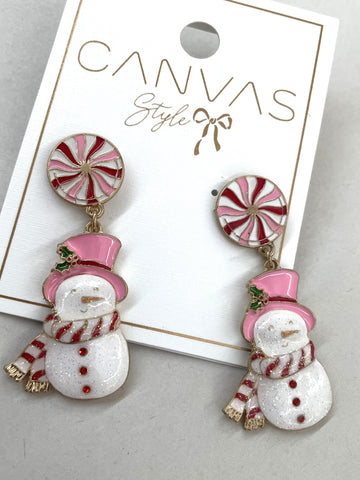 Mrs. Frosty Peppermint Drop Earring