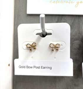 Gold Bow Post Earring