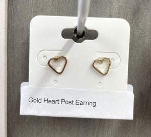 Gold Heart Post Earring