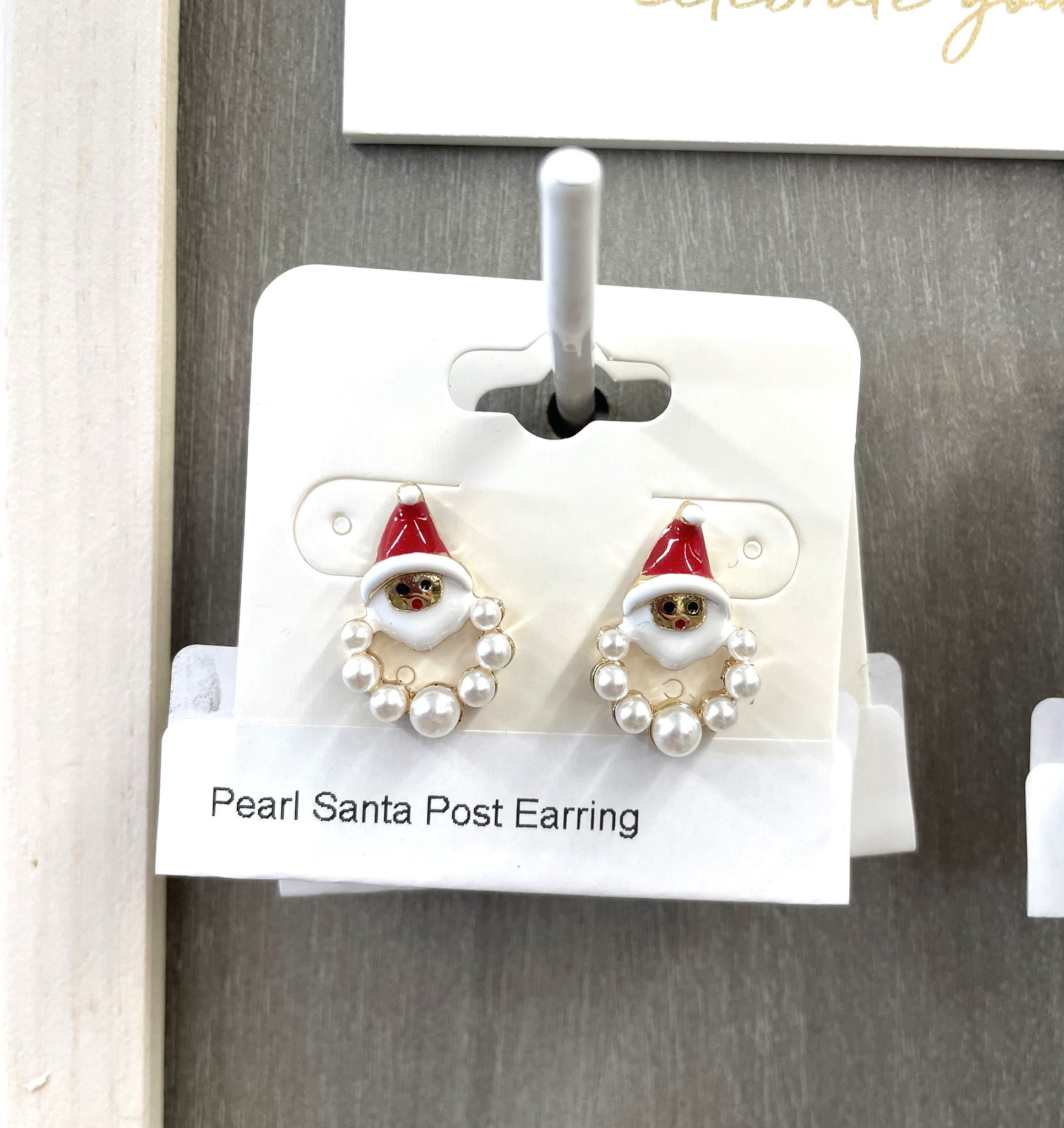 Pearl Santa Post Earring