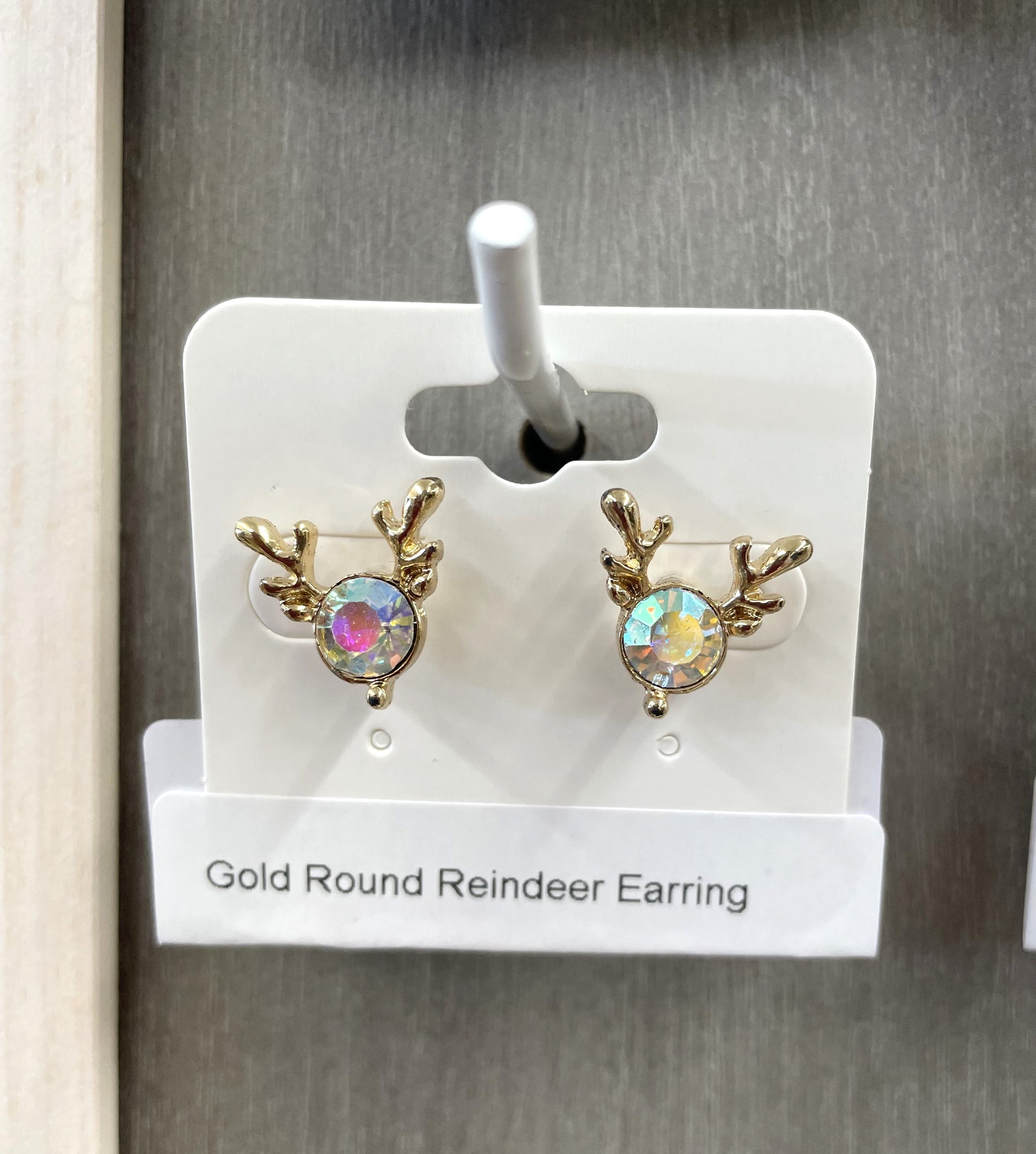 Gold Round Reindeer Earring