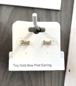 Tiny Gold Bow Post Earring