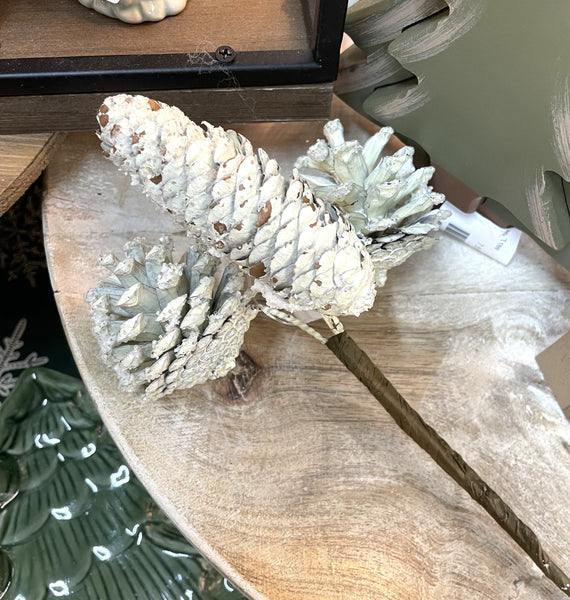 WINTER GLITTER SNOW PINECONE PICK