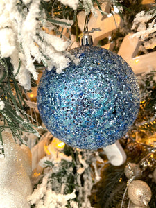 BEADED METALIC  BALL ORNAMENT