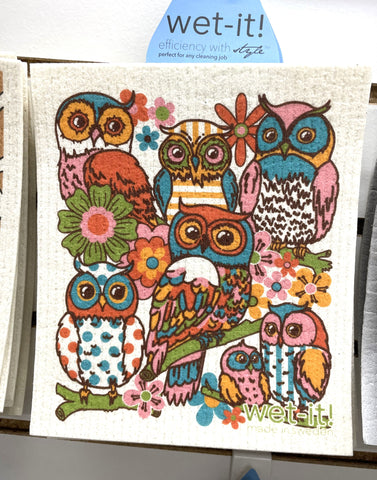 Owl Family Swedish Dishcloth