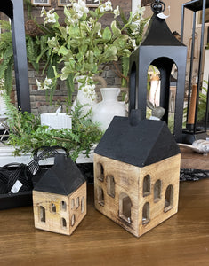 Wood House w/Black Roof