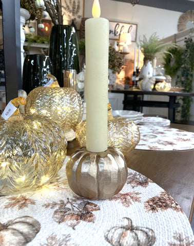 Gold Resin Pumpkin Taper Holder
