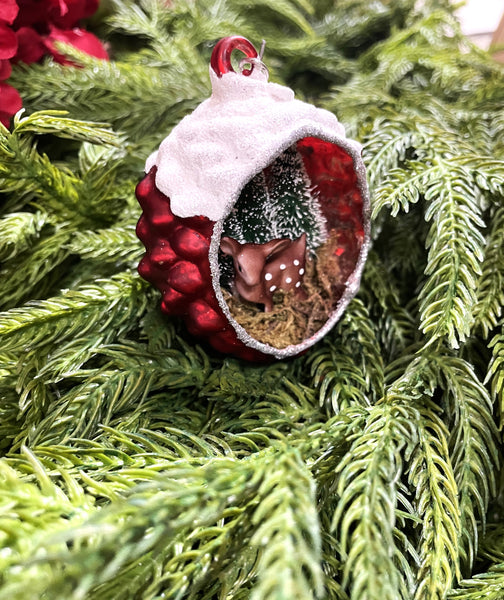 Red Deer in Forest Diorama Ornament