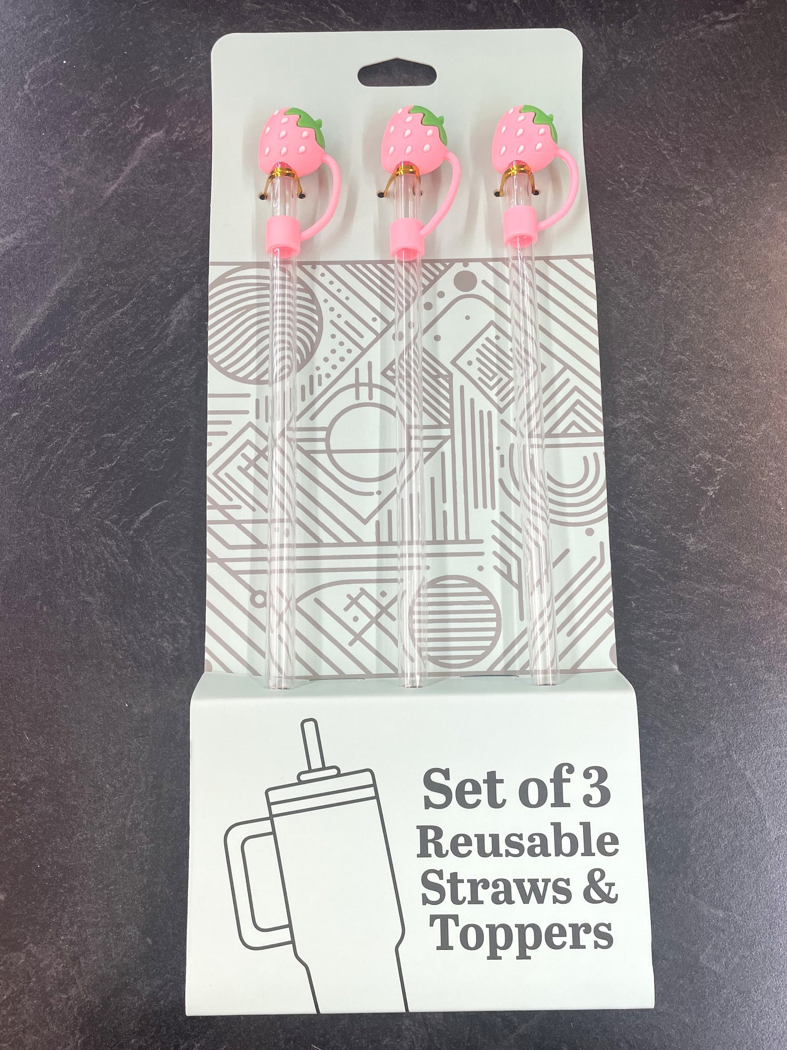 Reuseable Straw & Toppers (Lemon or Strawberry)