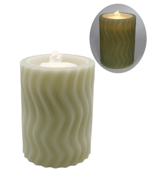 Wavy Green LED Water Fountain Candle (2 sizes)