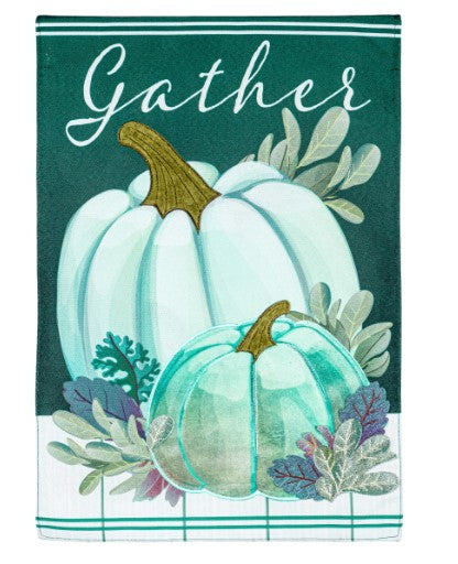 Mint Pumpkin Garden Linen Flag