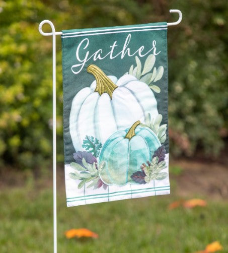 Mint Pumpkin Garden Linen Flag