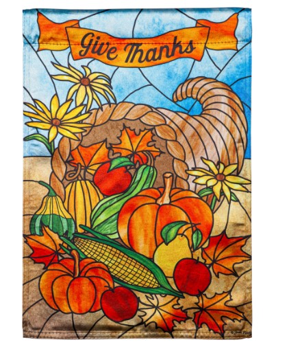 Stained Glass Cornucopia Garden Lustre Flag