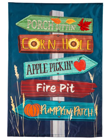 Fall Signs Garden Applique Flag