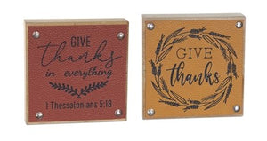 Give Thanks Square Block Sign