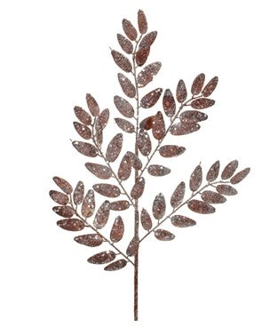 Brown Glittered Leaf Spray